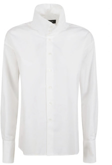 Witte Poplin Overhemd met Opstaande Kraag Fabiana Filippi , White , Dames - S,Xs