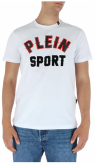 Witte Print T-shirt Plein Sport , White , Heren - Xl,L,M,S