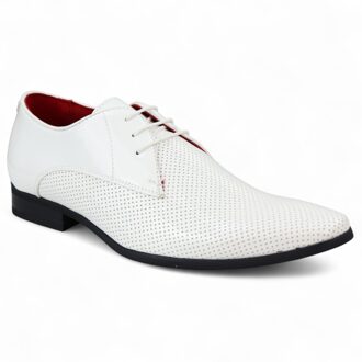 Witte puntige veterschoenen voor heren met geperforeerde neus - EU 40