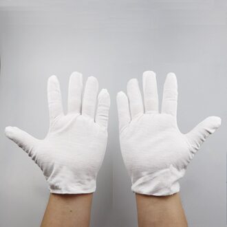 Witte Puur Katoen Etiquette Handschoenen Sofe Dunne Unsex Werken Rijden Handschoen (12 Paar/Dozijn) L