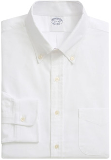 Witte Regular Fit Non-Iron Katoenen Oxford Overhemd met Button Down Kraag Brooks Brothers , White , Heren - 2Xl,Xl,L,M,S,3Xl