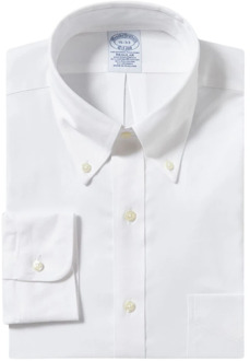 Witte Regular Fit Non-Iron Performance Overhemd met Button Down Kraag Brooks Brothers , White , Heren - Xl,L,M,S