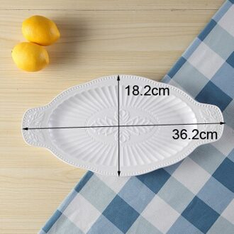 Witte Reliëf Porselein Ovale Vis Plaat, Keramische Pasta Borden, Dienblad, Plaat Dessert Keuken, paleis Restaurant Serveren