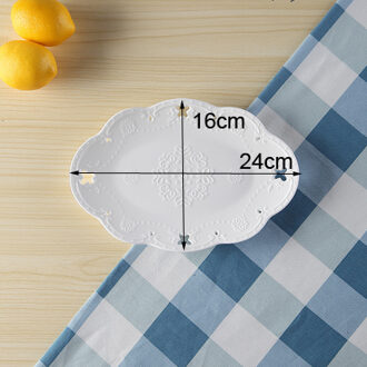 Witte Reliëf Porselein Ovale Vis Plaat, Keramische Pasta Borden, Dienblad, Plaat Dessert Keuken, paleis Restaurant Serveren