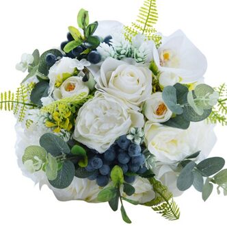 Witte Roos Bruiloft Boeket Kunstmatige Rose Bruidsboeket Zijde Handgemaakte Bruiloft Bloemen Voor Bruiloft Decoratie