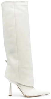 Witte Rosie kalfsleren kniehoge laarzen Gia Borghini , White , Dames - 38 EU
