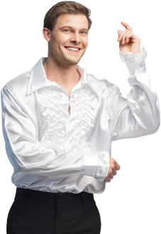 Witte rouche overhemd voor heren M - Carnavalsblouses