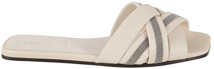 Witte Sandalen Paar Slippers Brunello Cucinelli , White , Dames - 39 Eu,36 Eu,38 Eu,35 Eu,37 EU