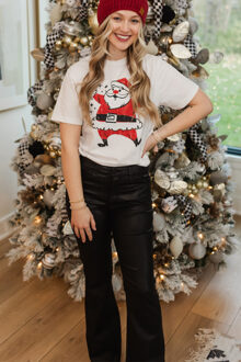 Witte Schattige Kerstman Gedrukt Casual T-shirt - maat XL