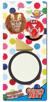 Witte schmink op waterbasis 9 gram inclusief spons - Halloween/Carnaval make-up/schmink