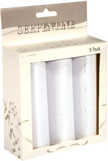 Witte serpentines pakjes van 3x stuks - lengte 4 meter per rolletje - Serpentines