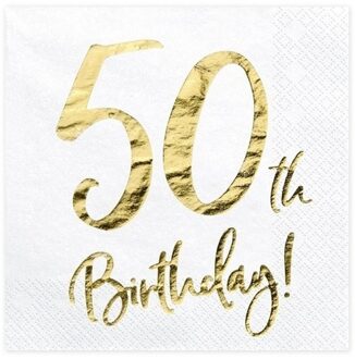 Witte servetjes 50e verjaardag 20x