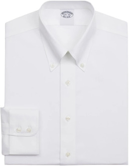 Witte Slim Fit Non-Iron Stretch Supima Katoenen Twill Overhemd met Button Down Kraag Brooks Brothers , White , Heren - 2Xl,Xl,L,M,S,Xs,3Xl