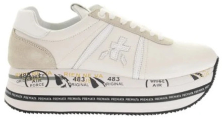 Witte Sneakers met Logo Borduursel Premiata , White , Dames - 41 EU