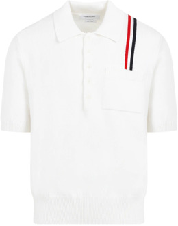 Witte SS Polo Shirt Thom Browne , White , Heren - L,M,S