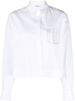 Witte Stretch-Katoenen Poplin Overhemd Peserico , White , Dames - M,Xs