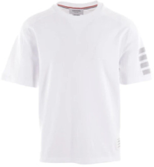 Witte T-shirts en Polos met 4bar Mouwdetail Thom Browne , White , Heren - 2Xl,Xl,L,M