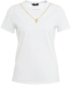 Witte T-Shirts & Polos voor Dames Elisabetta Franchi , White , Dames - L,M