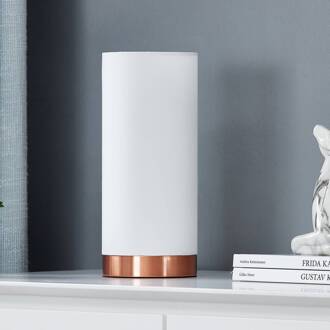 Witte tafellamp Ronja met koperkleurige voet wit, gesatineerd koper
