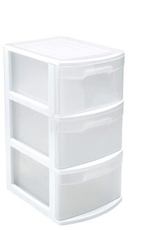 Witte/transparante ladeblok/bureau organizers met 3 lades 39 x 29 x 59 cm - Ladeblok