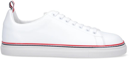 Witte Tricolor Detail Leren Sneakers Thom Browne , White , Heren - 44 Eu,39 Eu,40 1/2 Eu,40 Eu,41 Eu,42 1/2 Eu,42 Eu,43 EU