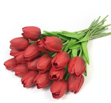 Witte Tulp Kunstbloemen Zijde Pioenen Bruiloft Decoratieve Vazen Voor Home Decor Bruid Boeket Schuim Ambachtelijke Nep Planten Rood