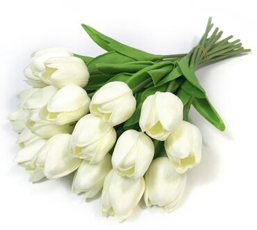 Witte Tulp Kunstbloemen Zijde Pioenen Bruiloft Decoratieve Vazen Voor Home Decor Bruid Boeket Schuim Ambachtelijke Nep Planten