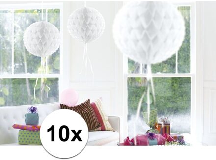 Witte versiering bol 30 cm 10 stuks