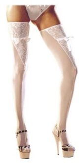 Witte Visnet Kousen Met Ondeugende Strikjes