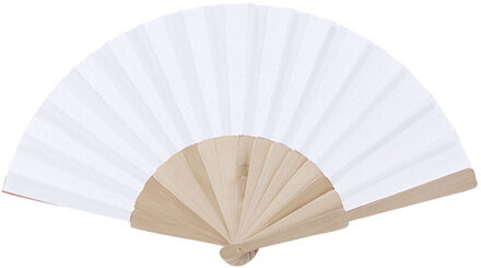 Witte waaier van hout - Verkleedattributen