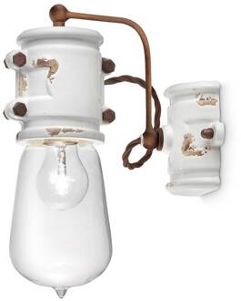 Witte wandlamp Nicolo in vintage stijl wit antiek, helder