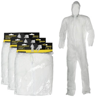 Witte wegwerp klussers overall met capuchon - 4x - one size - Action products