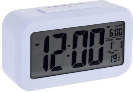 Witte wekker / alarmklok 14 cm