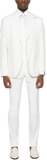 Witte Wol Blazer Vest Broek Set Tagliatore , White , Heren - 2Xl,Xl,L