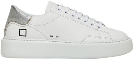 Witte-Zilver Leren Sneakers voor Vrouwen D.a.t.e. , White , Dames - 40 Eu,37 Eu,38 Eu,39 EU