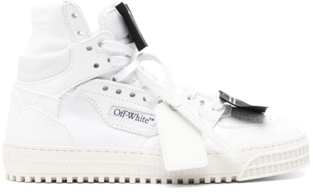 Witte Zwarte Leren High-Top Sneakers Off White , White , Dames - 38 Eu,40 Eu,39 Eu,37 Eu,36 EU