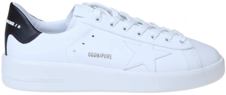 Witte/zwarte leren sneakers Golden Goose , White , Heren - 42 Eu,40 EU