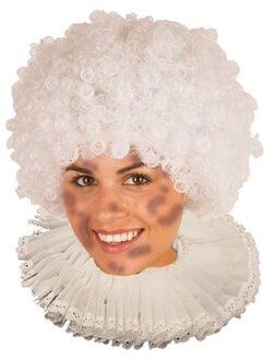 Witte zwarte roetveeg pieten pruik afro voor volwassenen met krulletjes