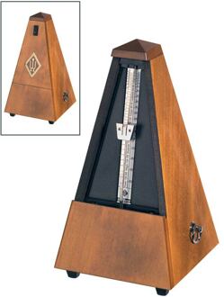 Wittner 803M metronoom metronoom, pyramide-model, houten behuizing, walnoot-kleurig, mat zijde, zonder bel