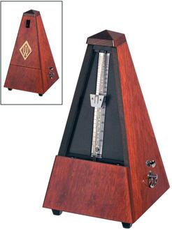 Wittner 811M metronoom metronoom, pyramide-model, houten behuizing, mahonie-kleurig, mat zijde, met bel