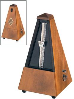 Wittner 813M metronoom metronoom, pyramide-model, houten behuizing, walnoot-kleurig, mat zijde, met bel