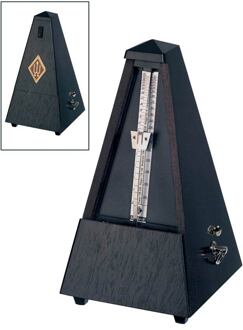 Wittner 819 metronoom metronoom, pyramide-model, houten behuizing, eiken zwart, mat, met bel