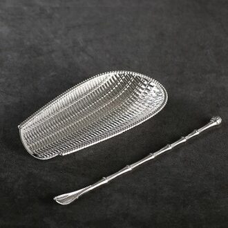 Wizamony Puur Handgemaakte Thee Set Bamboe Chaze Thee Lepel Naald Set Chinese Kung Fu Thee Accessoires Zes Gentlemen zwart