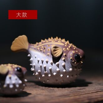 Wizamony Yixing Paars Zand Thee Huisdier Pufferfish Ornament Pure Sculptuur Marine Ruwe Goudvis Kan Worden Verhoogd groot