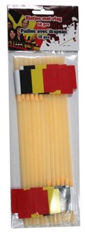 WK rietjes geel met Belgische vlag 12 stuks