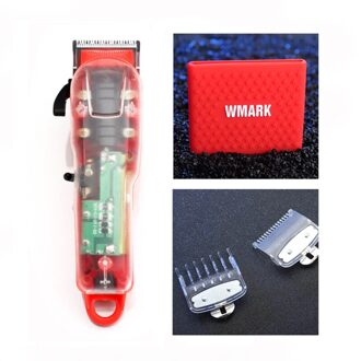 WMARK model ng-103 oplaadbare tondeuse Transparante cover wit of rood base 2200 batterij 6500rpm gratis snijden cape rood kleur base