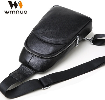 Wmnuo Brand Cow Chest Bag Vintage Black Satchel Bags Men Messenger Genuine Leather Men Casual Wild Shoulder Sling Pack Bags