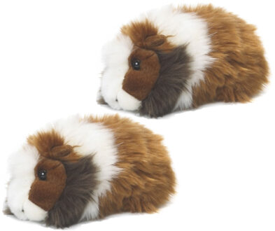 WNF pluche cavia knuffel - 2x stuks - bruin - 19 cm - speelgoed knuffels