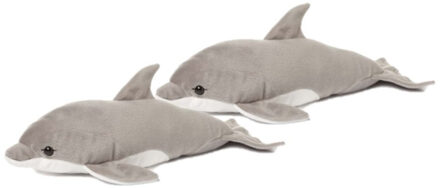 WNF pluche dolfijn - 2x - knuffeldier - grijs - 40 cm - onderwater knuffeldier
