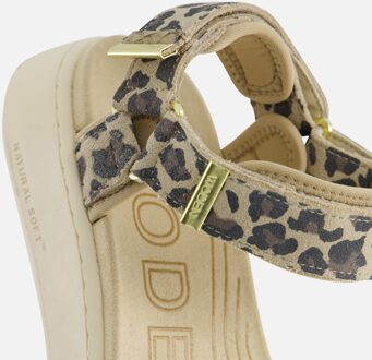 Woden Line Leopard Sandalen Leer Beige - 40,39,37,36